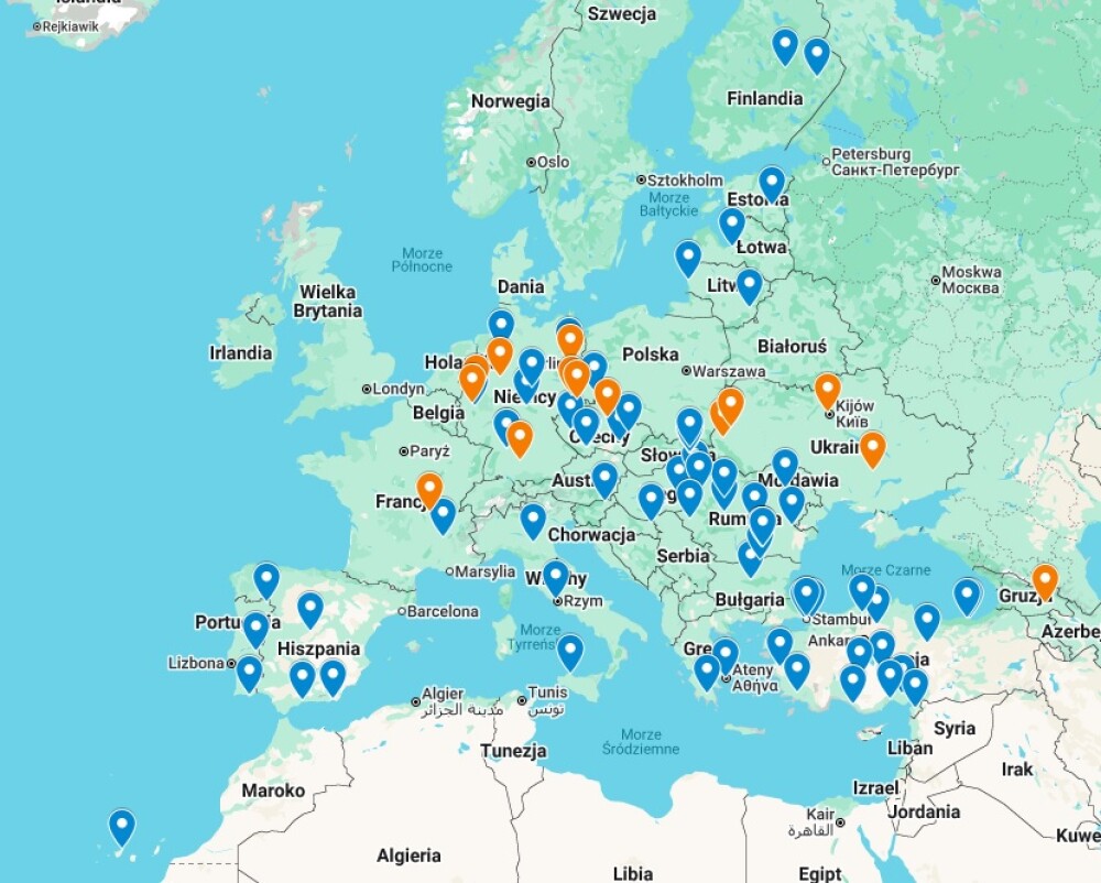 mapa uczelni partnerskich